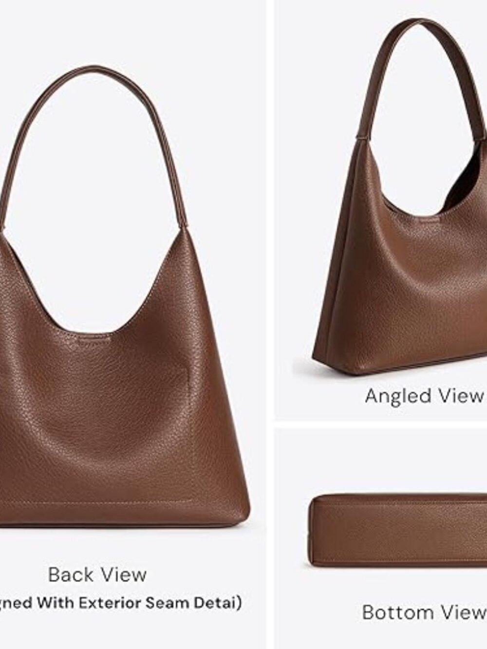 Small Slouchy Hobo Purse Vegan Leather Shoulder Bag Trendy Everyday Tote - Picture 2 of 7
